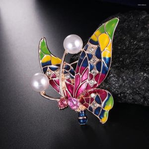 Spille Farfalla colorata vintage Perle Strass Spille smaltate in metallo Insetti volanti Spilla animale Abbigliamento Gioielli Regali