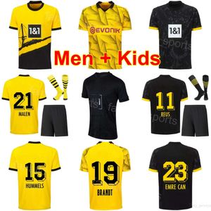 23/24 Borussia 19 Brandt Camisas de futebol Dortmund Club 23 EMRE CAN 26 RYERSON 14 FULLKRUG 5 BENSEBAINI 8 NMECHA HALLER MALEN REUS HUMMELS Camisa de futebol Kits Homens Juventude