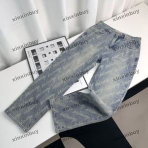 Xinxinbuy Mannen vrouwen designer broek parijs Cursieve Letter jacquard Lente zomer Casual broek Zwart blauw kaki M-3XL