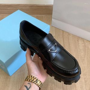 Dress Shoes British Style Flat Thick Bottom Oxfords Women Genuine Leather Round Toe Platform Single Spring Deep Mouth Loafers