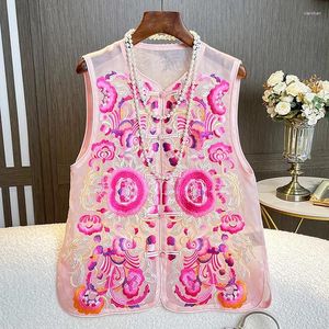 Ethnic Clothing High-Quality Spring/Summer Chinese Style Single Breasted Embroidered Organza Silk Lady Hanfu Vest S-XXL