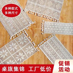 Tea Napkins Nordic Style Cotton Thread Crochet Lace Tablecloth Table Runner American Country Shoe Cabinet TV Towel Cover Cloth