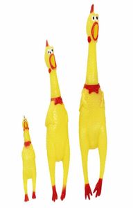 Funny Dog Gadgets Novelty Yellow Rubber Chicken Pet Dog Toy Novelty Squawking Screaming Shrilling Chicken For Cat Pet Supplies2825703