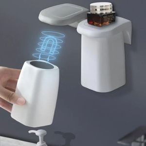 Other Bath Toilet Supplies Magnetic Wall Mount Gargle Cup Rack Lovers Family Set Toothbrush Holder Bathroom wholesale drop 231031