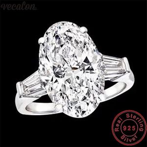 Vecalon Statement Promise Ring 100％925 STERLING SILVER BIG OVAL 8CT DIAMOND CZ ENGAINGE WEDDING BAND RINGS FOR WOMEN BRIDAL JEW2418