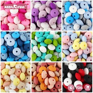 Teethers Toys 20Pcs Silicone Beads Baby 12MM Lentil DIY Pacifier Clips Chain Pendant BPA Free Ecofriendly Teether Accessories 231031