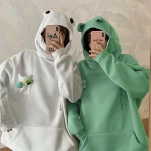 Women's Hoodies Frog Hoodie Women Cute Funny Embroidery Letter Plus Velvet Thickened Kawaii Harajuku Streetwear Christmas