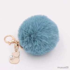 Mobile Phone Chain Cute Fur Keychain Artificial Rabbit Fur Keychain Pendant Key Ring Fluffy Handbag Women Keychain Key Ring R231031