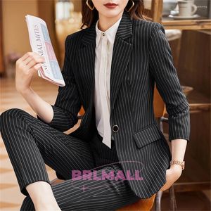 Women's Two Piece Pants Black Office Lady Business Suit Set For Women Blazer Pant Button Plus Size Custom Made Matching Party Prom