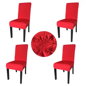 Chair Covers Wholesales 4 Pieces Red Spandex Fabric Stretch Removable Washable Dining Room Cover Protector Seat Slipcovers SCS-4RE