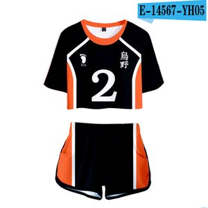 Hot Haikyuu giapponese anime di pallavolo a maniche corte a maniche corte haikyuu costume pallavolo club top t-shirt da uomo donna cosplay hinata shoyo uniforme abbigliamento sportivo 1514