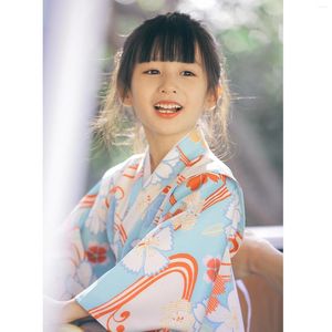 Etniska kläder Cherry Blossom Japanese Children's Kimono Bathrobe Girl Dress Performance Chinese Style