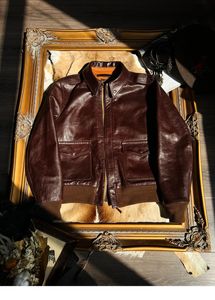 Herrläder faux läder obelagda oljepoäng mjuk cowhide a2 pilot klassisk militär stil springautumn läderjacka 231030