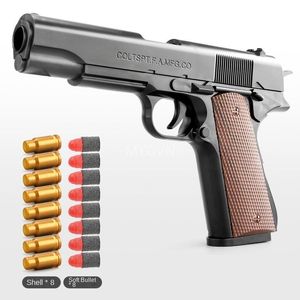 Toy Manual Eva Soft Bullet Foam Dart Shell Ejection Pistol Blaster Shooting Toy Gun Fireing With Silencer for Children Kid Adult CS Fighting