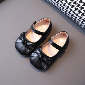 Sneakers Mary Janes Girl Leather Shoes Spring Summer Children Sandals Princess Square Toe Bow Knot Kids Flats Girls CSH1520 231030