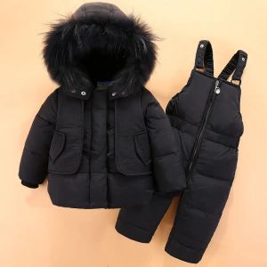 Nova moda inverno roupas de bebê conjunto com capuz quente jaqueta casaco macacão bebê meninas terno 1-4 anos criança menino snowsuit infantil neve wear