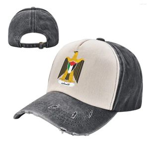 Ball Caps Emblem Of Palestine Color Blocking Distressed Baseball Cap Dad Hats Men Women Vintage Washed Cotton Trucker Adjustable Gift