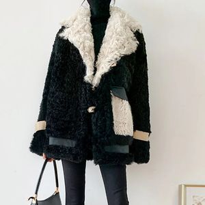 Futra damskie sztuczne kobiety jesienna zima moda jagnięcy płaszcz jagnięcy żeński gęsty ciepły miękki prawdziwy kurtka płaszcza swobodna odzież wierzchnia 231031