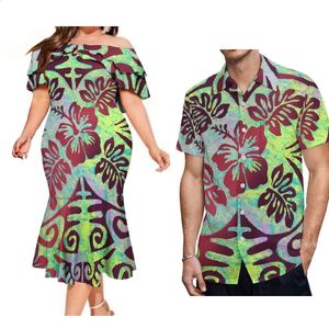 Family Matching Outfits Vintage Couple Clothing Women Sexy Bodycon Dress Polynesian Tribal Design Sets Stylish Plus Size Parentchild Outfit 231030