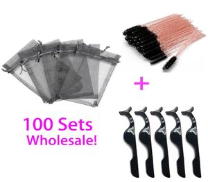 False Eyelashes 3 In 1 Pink Blue Black Eyelash Tweezers And Lash Brushes Packaging Bag Extension Supplies Kit Professional3281465