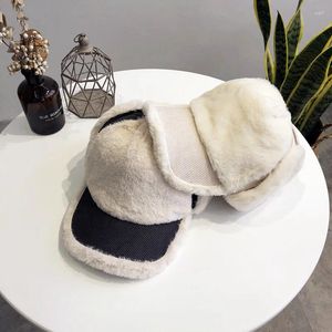 Top Caps 1pc Moda Kadınlar Kış Sıcak Kuzu Peluş Peluş Bombacı Şapkaları Kulak Şapkası Ayarlanabilir Şapka Beyzbol Kapağı Kalın 56-58cm