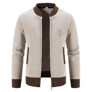 Maglioni da uomo Mens Cardigan Maglione 2023 Autunno Inverno Spessore Caldo Cerniera Slim Fit Giacca lavorata a maglia Cappotto in pile maschile Abbigliamento uomo