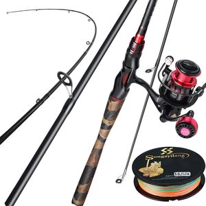 Fisketillbehör Sougayilang Spinning Rod Combo 2.1m kolfiber och rulle Max Drag 8 kg Set 231030