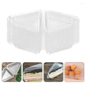 Present Wrap 50 PCS Triangular Cake Box Mini Cakes Slice Container Sandwich Go Containers LIDS Plast Pet Disposable Boxes Storage