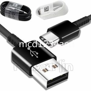 1.2m 4ft USB Type-C Snabbladdning Synkronisering Data Cord Type C laddningskablar för Samsung Note 20 Note 8 S8 S9 S10 S21 M1