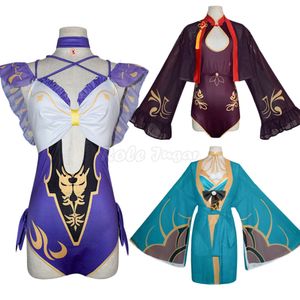 S-3xl genshin Impact Hu Tao Lisa Ms Hina Cosplay Costume Summer Sexy Kobiety Jumpsuits Squims Squodeach Zestawy C103M127