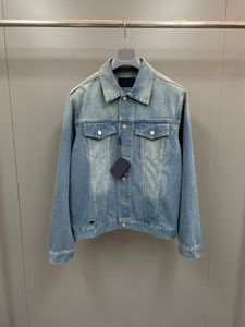Den senaste våren och höstens designerjacka Fashion Pocket Stitching Design Single Breasted Blue Jean Jacket USA Size Luxury Brand High Quality Herr Jackets