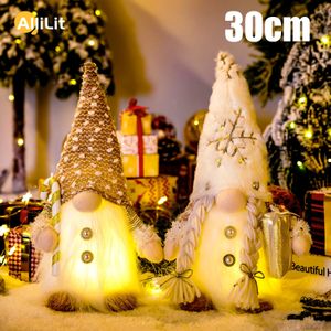 Decorações de Natal Brilhante Gnomo Natal Boneca Sem Rosto 30cm Decorações de Árvore 2024 Luz Noturna Presente de Natal Navidad Ano Decoração de Casa 231031