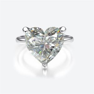 Eleganti fedi nuziali in argento Moissanite Heart S925 per donna Gioielli in pietra di nascita di alta qualità Bianco Rosa Rosso Blu Viola Giallo231D