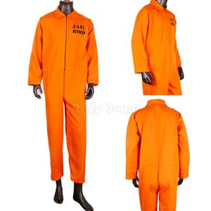 Masculino feminino prisioneiro macacão cosplay trajes festa de halloween prisão preso criminoso unisex laranja bodysuit role play