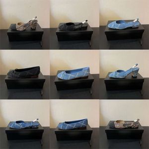 Later Denim Blue Designer Ballet Shoes Slingbacks Sandal Bow Flat Shoe Lady Leather Pumps Casual Street Party Office Shoes