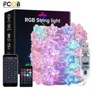 Decorações de Natal Luzes USB String WS2812B RGB Dream Color Aniversário Decoração Festa Estrela Morango Quarto App Remote Light 231030