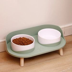 Dog Bowls Feeders Cat Double Bowls Feeder Adjustable Height Pet Cats Drinker Water Bowl Elevated Feeding Kitten Supplies Food Feeders Dogs Dish 231031