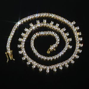 Neue Designer-Halskette mit 3 mm rundem Zirkon-Tennis-Ketten-Halsband, Tropfen-Charm, Hip-Hop-Anhänger für Damen und Herren, voll gepflastert, 5A-Zirkonia, Weihnachten, Valentinstag, Geschenk, Schmuck