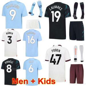 Club 17 de Bruyne Soccer Jerseys 24 Gvardiol 31 Ederson M 9 Haaland 19 Alvarez Rodri Foden Ake Walker Dias Akanji Kovacic Football Kits Men Młodzież 2023 24 Mancheng