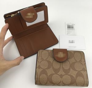 Cross-Body-Geldbörsen C0082 C3454 C3375 C3452 C3453 Kurzer Kartenhalter Münz-Druckknopfverschluss Reißverschluss faltbares Leder dreifach gefaltete Münztasche Geldbörse