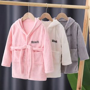 Pyjamas Children's Bathrobe Tjock Coral Fleece Spring Autumn Winter Kids Bath Thandels Baby Boys Pyjamas Girls Night Clows Home Clothing 231031