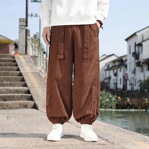 Herrbyxor 2023 Autumn Winter Thicken Corduroy Sweatpants Manlig baggy jogger mode streetwear lös vintage casual rak man