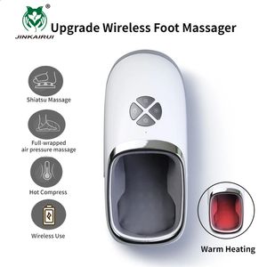 Foot Massager JKR Electric Machine With Heat Shiatsu Deep Kneading Feet Therapy Rechargeble Air Compression Relief trött muskel 231030