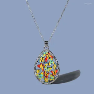 Pendants Bohemian Butterfly Pendant Necklace Color Epoxy Handmade Enamel Ladies Jewelry 925 Silver For Woman