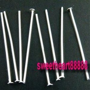 Argento placcato testa liscia Pins Aghi MIC 1000 pz / lotto 50mm Risultati dei gioielli Componenti Gioielli diy329y