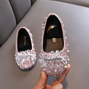 Sneakers AINYFU Autumn Girls Princess Shoes Children s Color Sequins Leather Fashion Kids Pearl Party Wedding H964 231030