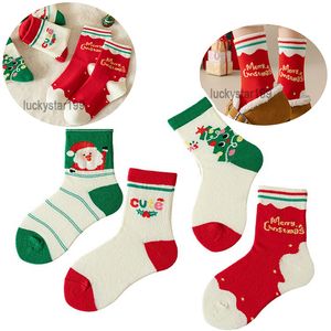 Kids Christmas Cotton Socks 1-12 Years Children Cartoon Designer Soft Sock Lovely Santa Claus Snowman Happy Baby stockings 4 Pairs/Dozen