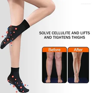 Women Socks 10 Par Tourmaline Ionic Body Shaping Stretch Foot Massage Ultra-tunn icke-halk Anti-krok osynlig andningsbar