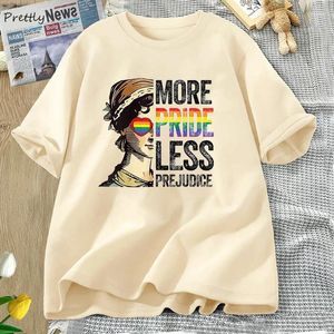 Damen-T-Shirts „More Pride Less Prejudice“-T-Shirt, Lgbt-Gay-Proud-Ally-Monats-Shirt, Damen-Männer, LGBTQ-T-Shirt, Sommer-Baumwoll-Kurzarm-Tops