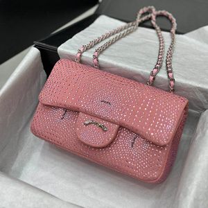 20cm Rhinestone Classic Women Mini Flap Rame Bag Torka Srebrna Sprzęt Luksusowa torebka Multi Pocket Moneta Zakupa Karta zakupowa Projektant Portferowy Walizka Portfel